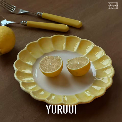 [YURUUI设计师]意大利ELIOS复古水洗贝壳花朵餐盘