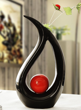 宏赫景德镇陶瓷情侣水滴花插摆件