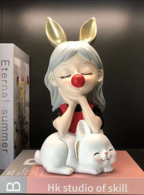 可爱女孩摆件创意家居客厅玄关红酒架酒柜电视柜高档小众装饰品