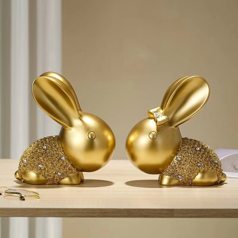 宏赫现代简约玄关电视柜乔迁情侣金色商场客厅树脂轻奢兔摆件,家居饰品,装饰摆件,淘宝优惠券,粉丝福利购,淘宝优惠卷