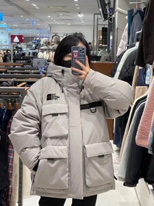2023新男女款北面羽王工装羽绒服情侣防风加厚保暖白鸭绒连帽外套