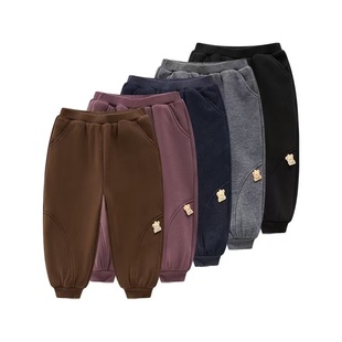 子 男女童运动休闲保暖束脚裤 拉比儿童不倒绒束口长裤 2025秋冬新品