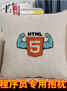 程序员周边礼物html5前端棉麻方形男朋友生日抱枕靠枕腰垫神器