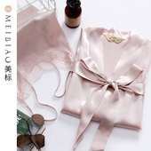 美标七夕送礼真丝睡袍19姆米重磅桑蚕丝绸浴袍女性感吊带睡衣夏