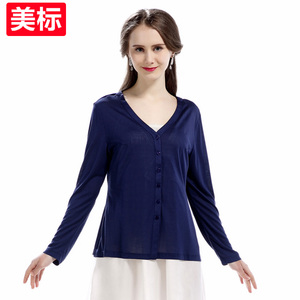 美标女春秋夏季真丝睡衣桑蚕丝舒适开衫轻奢丝绸薄款可外穿家居服