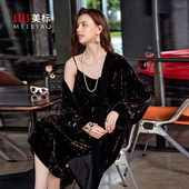 美标秋冬新款 丝绸浴袍可外穿家居服 金丝绒加厚真丝睡袍女中长款