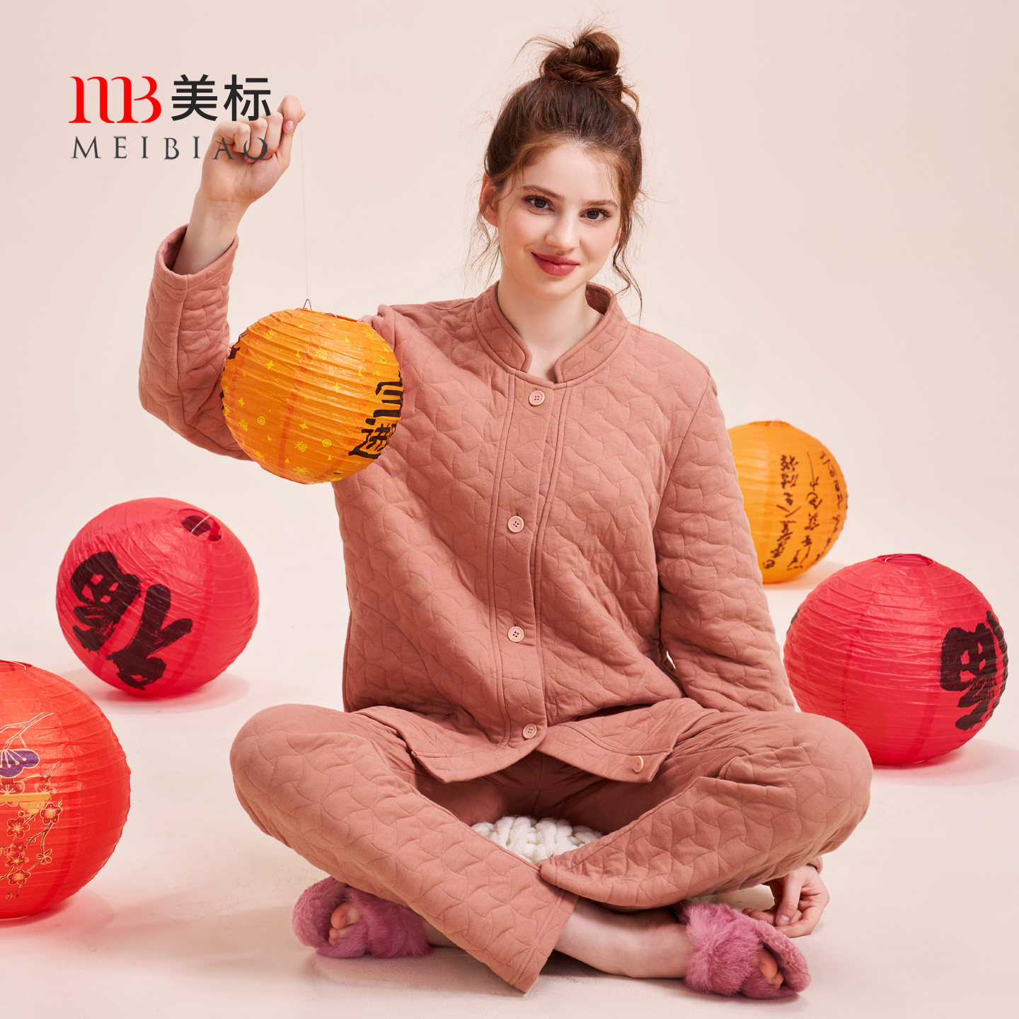 美标女士三层夹棉睡衣套装空气棉