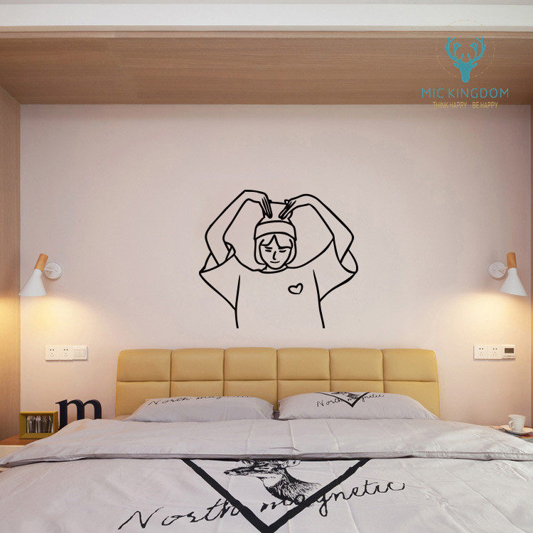 kiss情侣拥抱恋人ins简约线条贴纸个性卧室房间背景装饰自拍简约