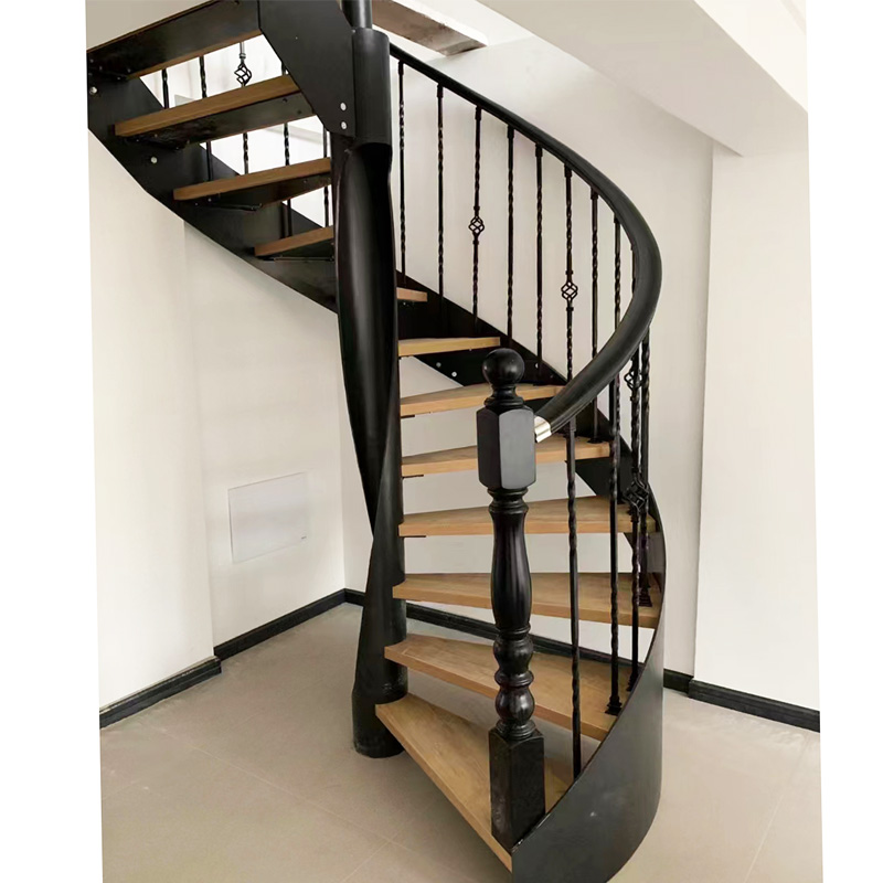 定制楼梯复式公寓阁楼家用轻奢钢木整体室内楼梯旋转钢板楼梯定做