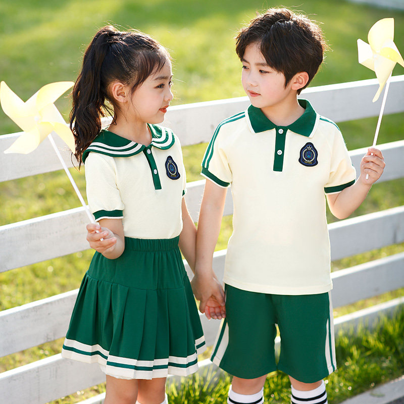 幼儿园园服夏装套装儿童学院风班服夏季短袖校服套装小学生运动服