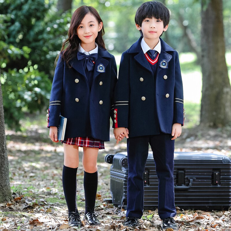 贵族学院秋冬季外套班服英伦风毛呢子大衣幼儿园园服中小学生校服