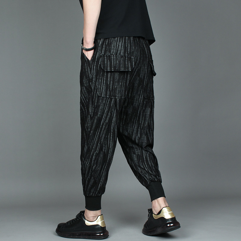 秋季男印花条纹休闲哈伦裤