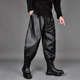 2025秋冬新款 小脚休闲哈伦裤 潮牌男发型师亮面PU皮裤 暗黑宽松大码