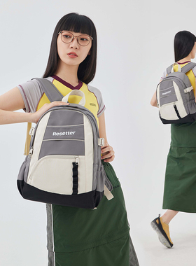 Resetter双肩包初中生大学生背包15寸电脑包小众原创高中生书包女