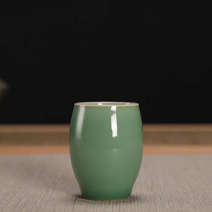 青瓷周连福手工弟窑梅子青茶杯主人杯陶瓷小号功夫茶具闻香杯收藏