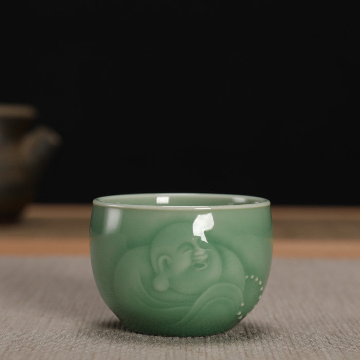 龙泉青瓷刘昌庭纯手工弟窑茶杯