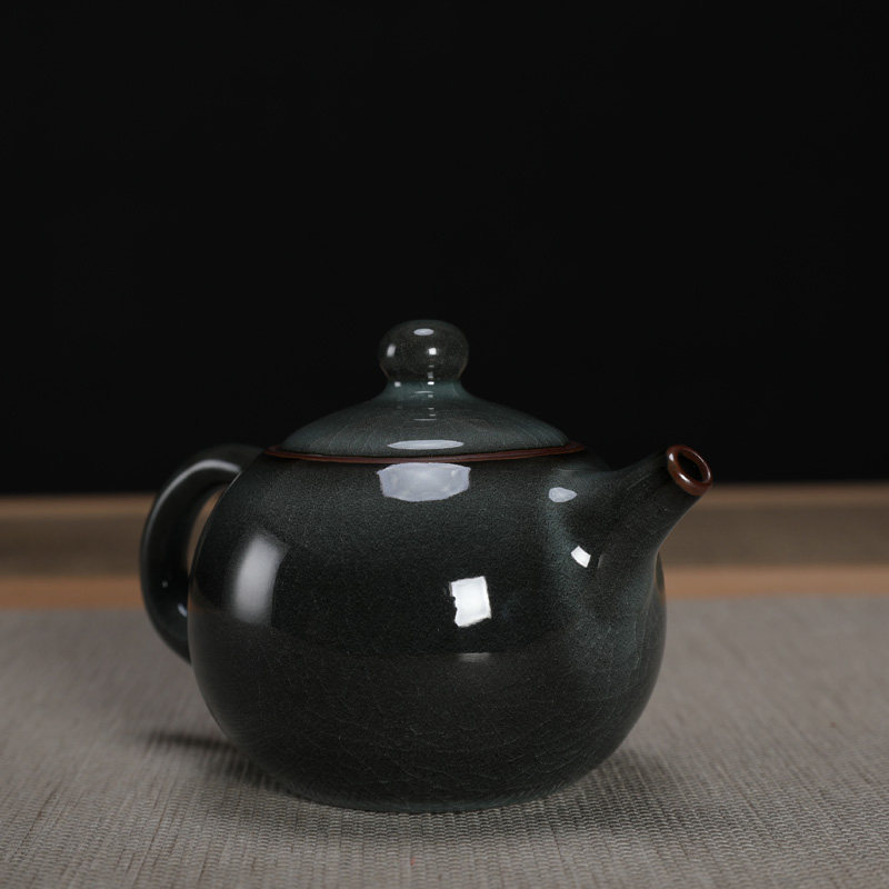 龙泉市青瓷功夫茶具泡茶壶哥窑铁胎茶壶过滤泡陶瓷复古大号林孝龙