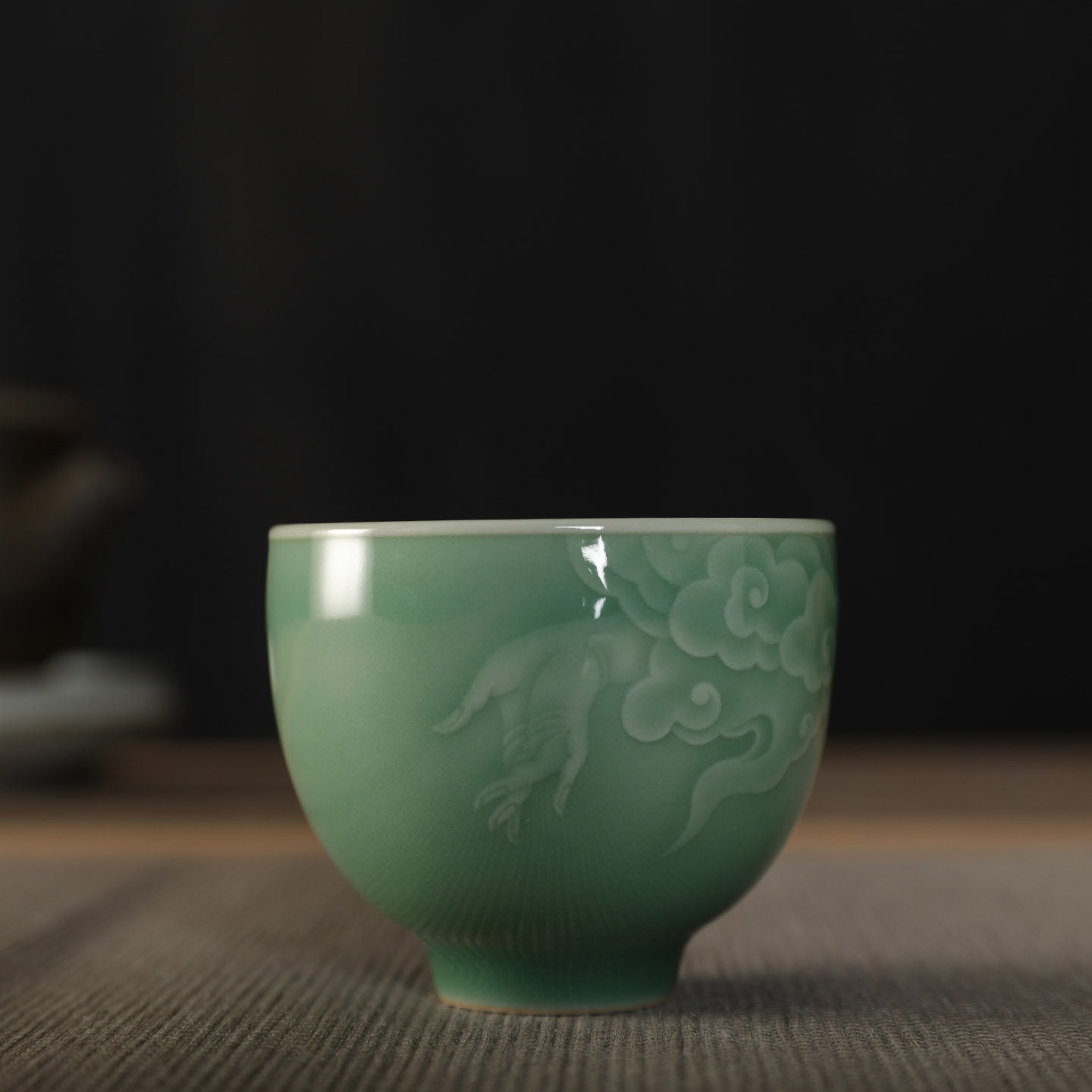 龙泉窑弟窑青瓷刘昌庭手工梅子青茶杯主人杯陶瓷功夫茶具茶盏单杯