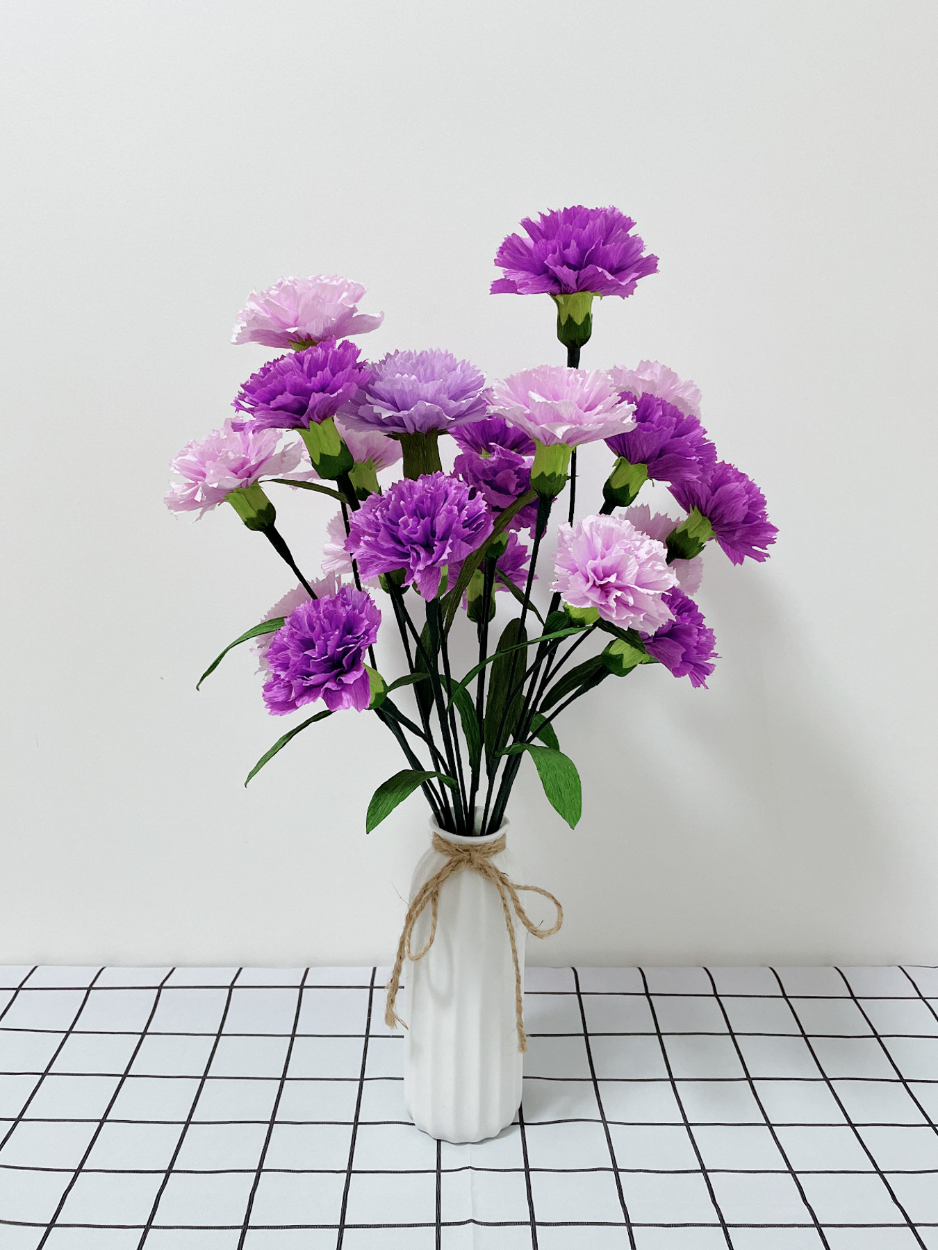 仿真花康乃馨皱纹纸材料包永生花纸艺褶皱纸diy手工花送母亲老师