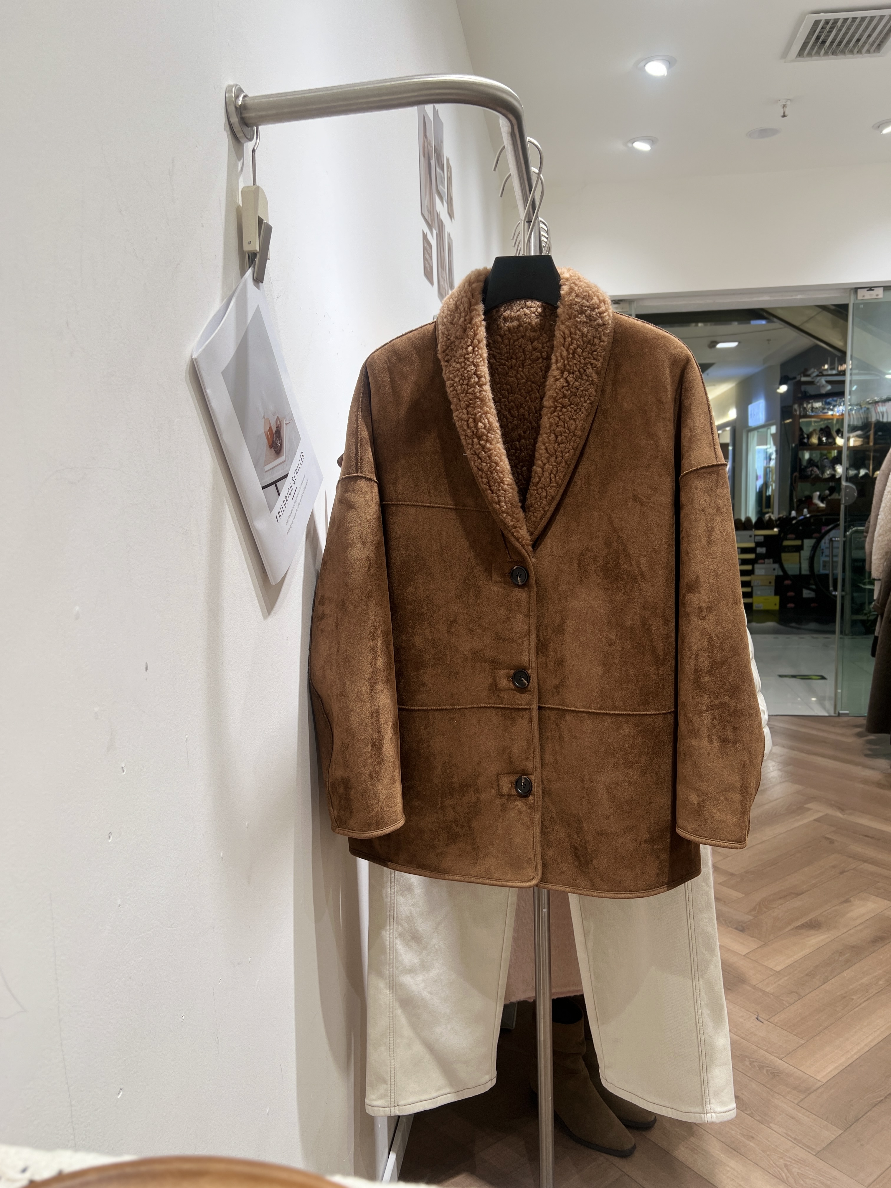 2025秋冬新款女士羊毛拼接麂皮毛毛外套两面可穿