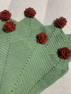 DIY手工编织毛线钩织玫瑰花十星毯成品沟通定制颜色和尺寸