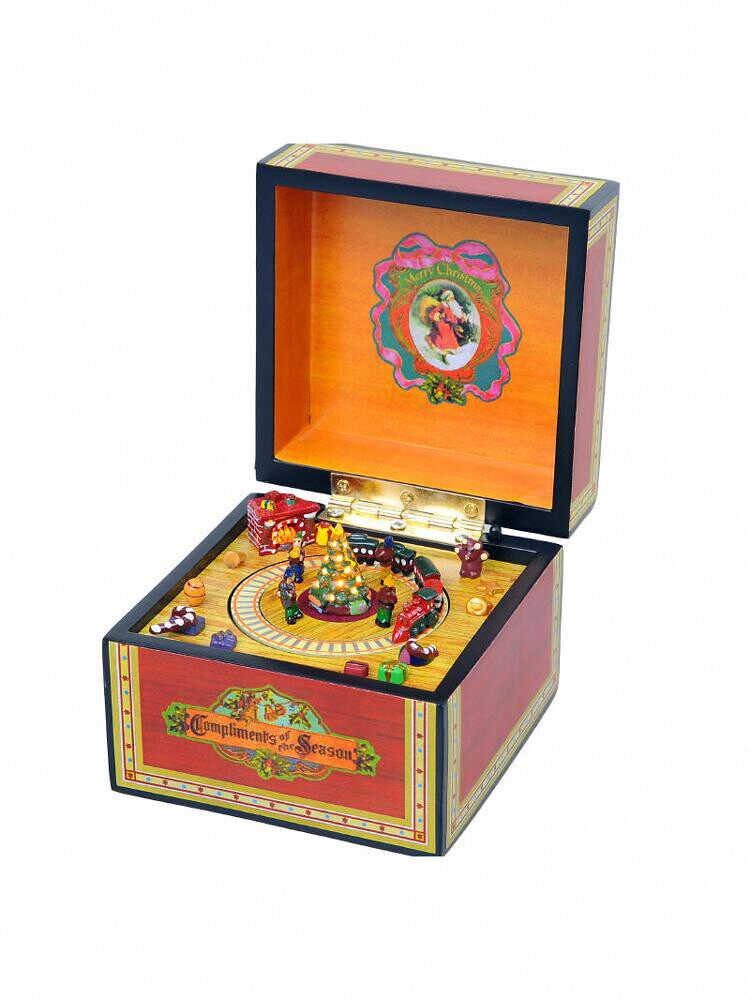 미국 MR.CHRISTMAS 골동품 회전 조명 기차와 나무 오르골 크리 에이 티브 크리스마스 선물