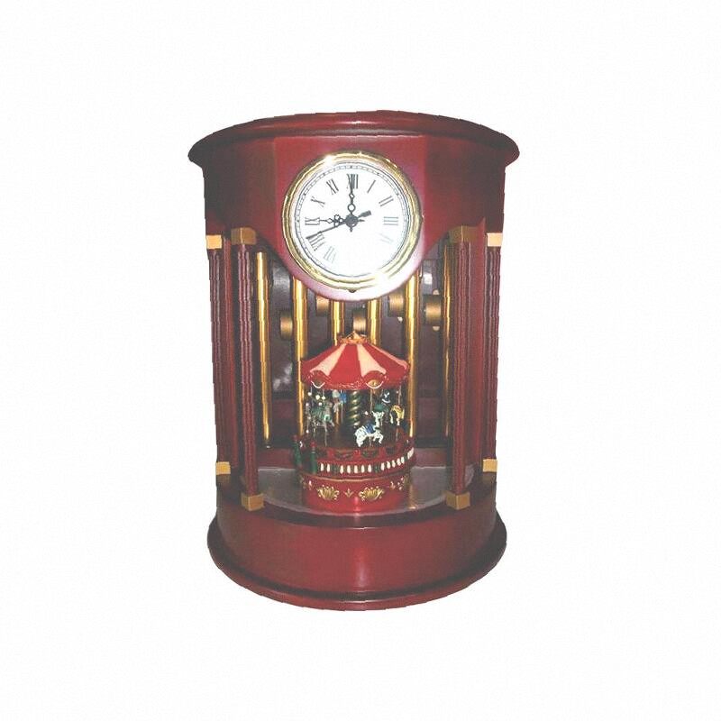 美国Mr.Christmas 发音管钟旋转木马音乐盒座钟家居摆饰 高端礼品