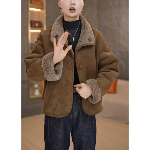 2025年秋冬新款双面穿羊羔毛皮毛一体外套女短款时尚保暖外套上衣