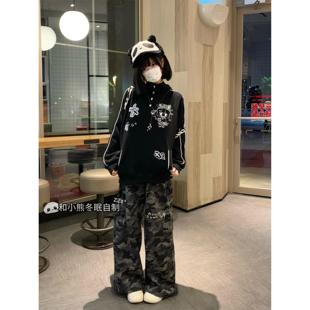 和小熊冬眠宅萌系日系立领长袖卫衣女秋冬宽松休闲百搭上衣外套