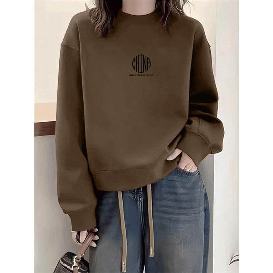 韩版潮款圆领加绒加厚宽松卫衣女常规基础款休闲时尚百搭通勤上衣,个性定制/设计服务/DIY,棉服工装,淘宝优惠券,粉丝福利购,淘宝优惠卷