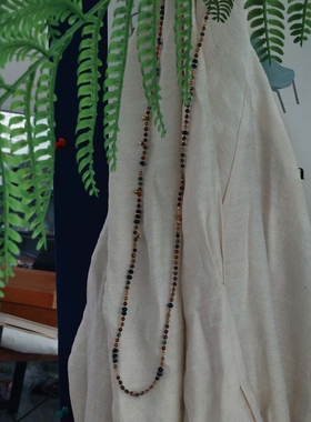 法式手作叠戴串珠复古项链女波西米亚太阳花可叠戴双层