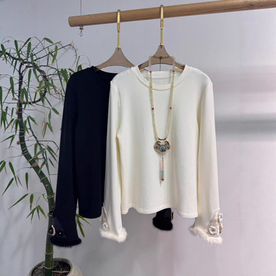 新中式国风打底外穿袖毛边配马甲