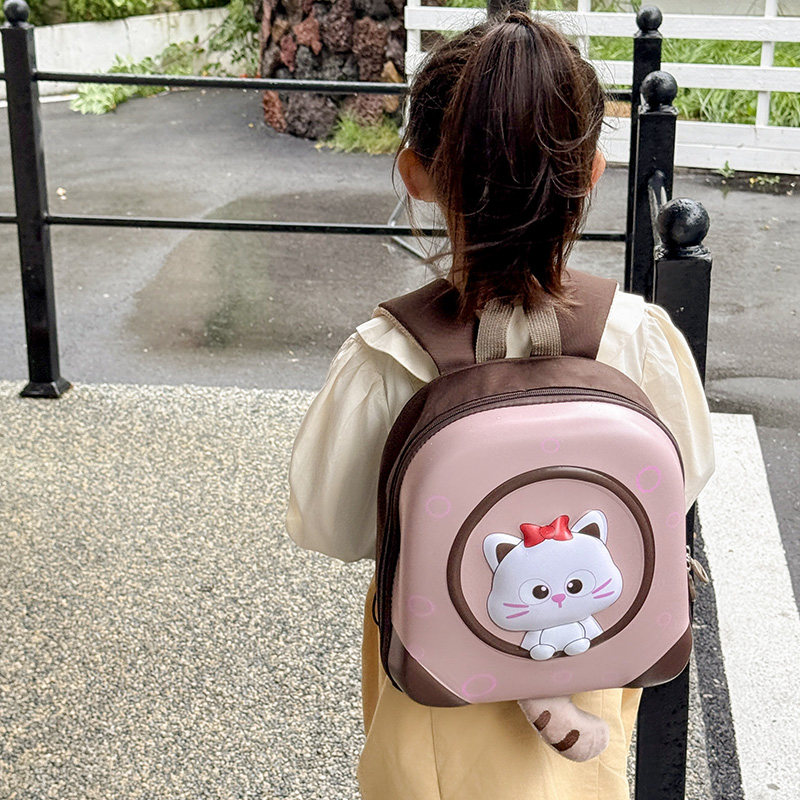 可爱儿童小猫咪书包卡通蛋壳女童背包小中班宝宝男女孩透气双肩包