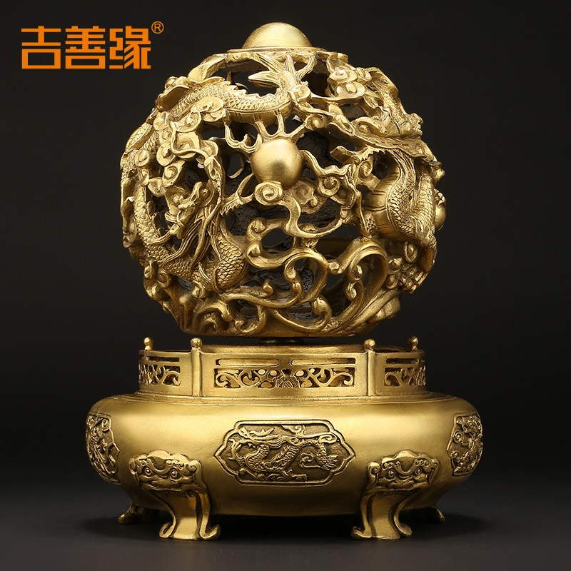 速发 全铜九转青坤鼎摆件 仿古九转乾龙乾坤家工装居艺饰品