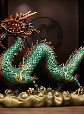 吉善缘 《生意兴隆》铜龙摆件 风水龙办公室招财青龙装饰礼品0633