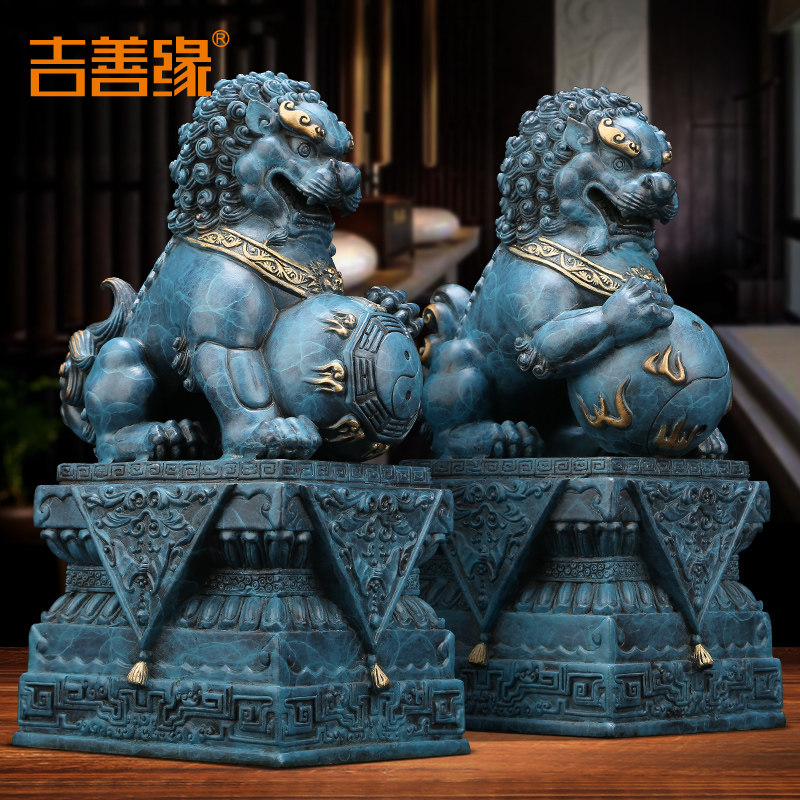 吉善缘 《故宫狮》全铜狮子一对摆件 北京狮家居风水工艺礼品1268