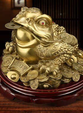 全铜金蟾摆件 招财金蝉大号三足金蟾蜍家居客厅工艺店铺开业礼品