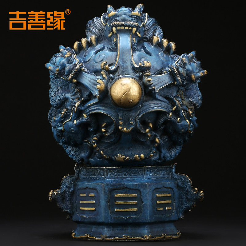 吉善缘《时来运转》全铜九转乾坤鼎 客厅办公室青龙风水摆件0112