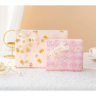 礼物包装纸大尺寸生日礼物盒礼品纸加丝带可爱素材卡通儿童学生包书皮纸ins风高级感男生女生礼物包装材料