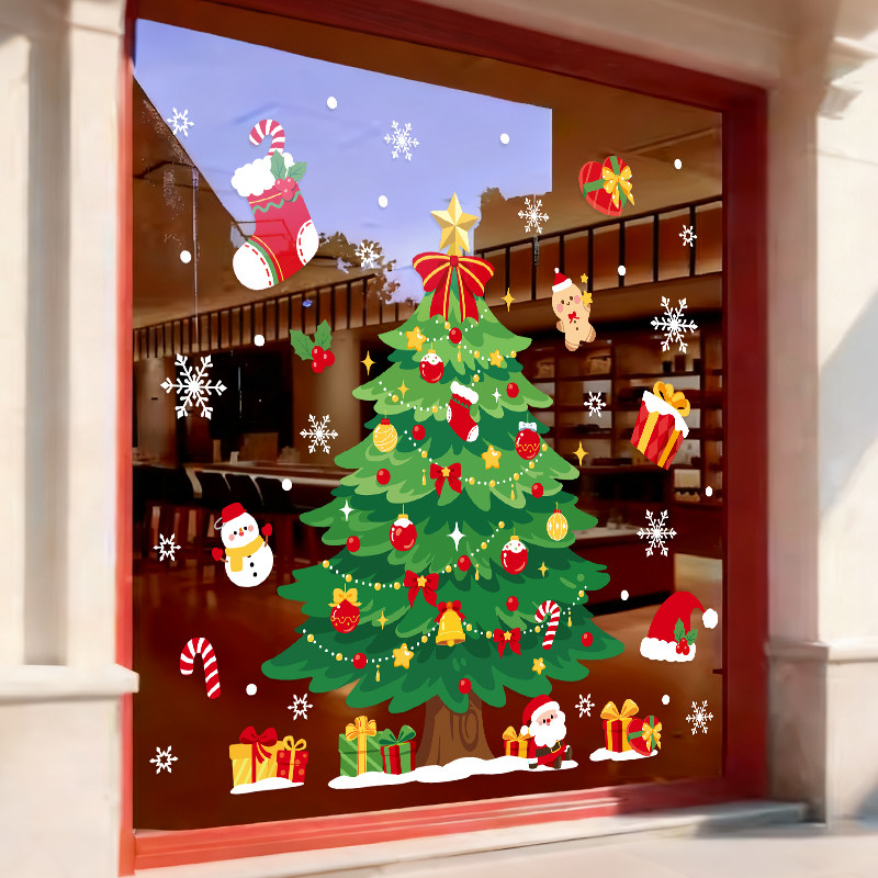 圣诞节装饰窗花静电贴玻璃门贴纸