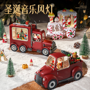 圣诞节风灯桌面摆件装 饰品氛围场景布置夜灯摆设道具圣诞老人礼物