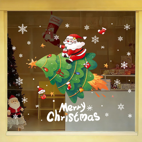 圣诞节装饰静电贴纸玻璃门贴布置