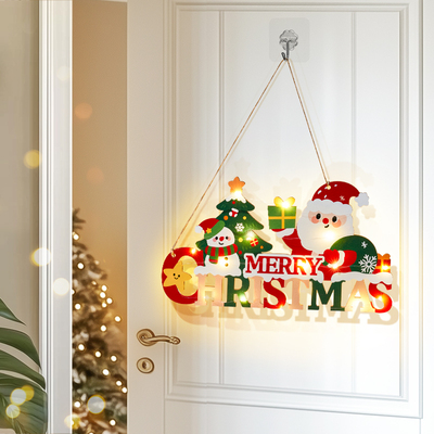 圣诞门挂装饰场景布置木质挂件