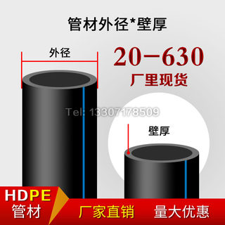 PE管材PE给水管材直管国标灌溉饮用水管黑色上水管全新料75-160mm