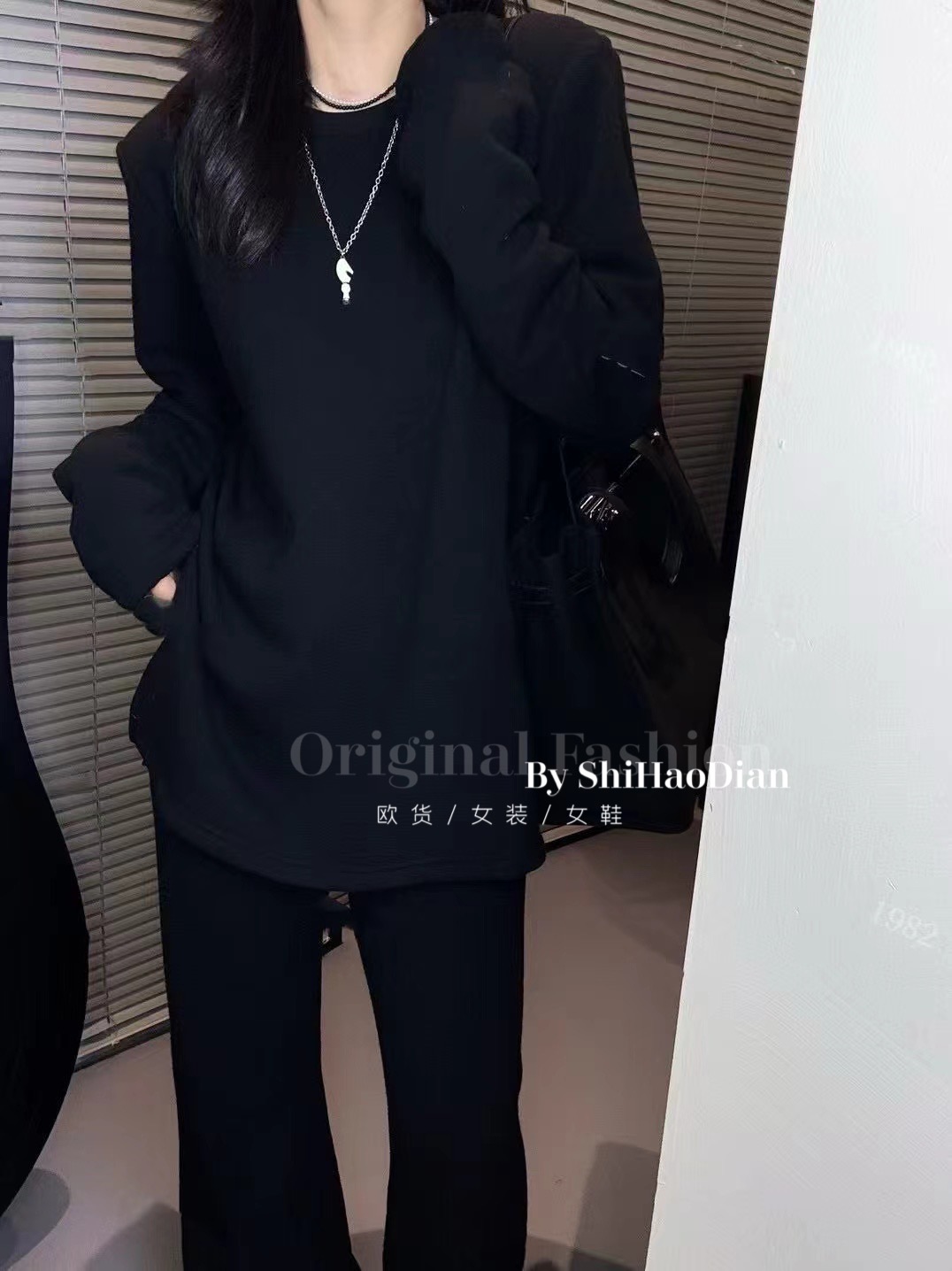 深圳南油2025冬小众设计天丝羊毛摇粒绒纸片人套装显瘦长袖套装