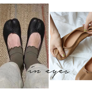 IN EYES 进口植鞣羊皮tabi分趾平底芭蕾鞋女意大利真皮底手工鞋