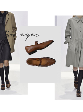 IN EYES | 进口意大利胎牛皮mhl复古英伦 平底雕花玛丽珍手工鞋