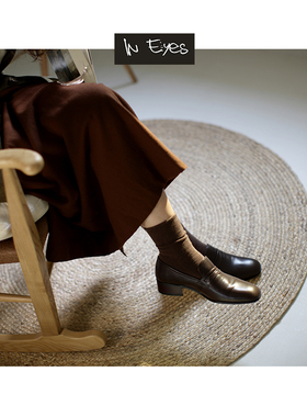 IN EYES | 法式复古知识分子时髦方头一脚蹬真皮中跟女作家乐福鞋