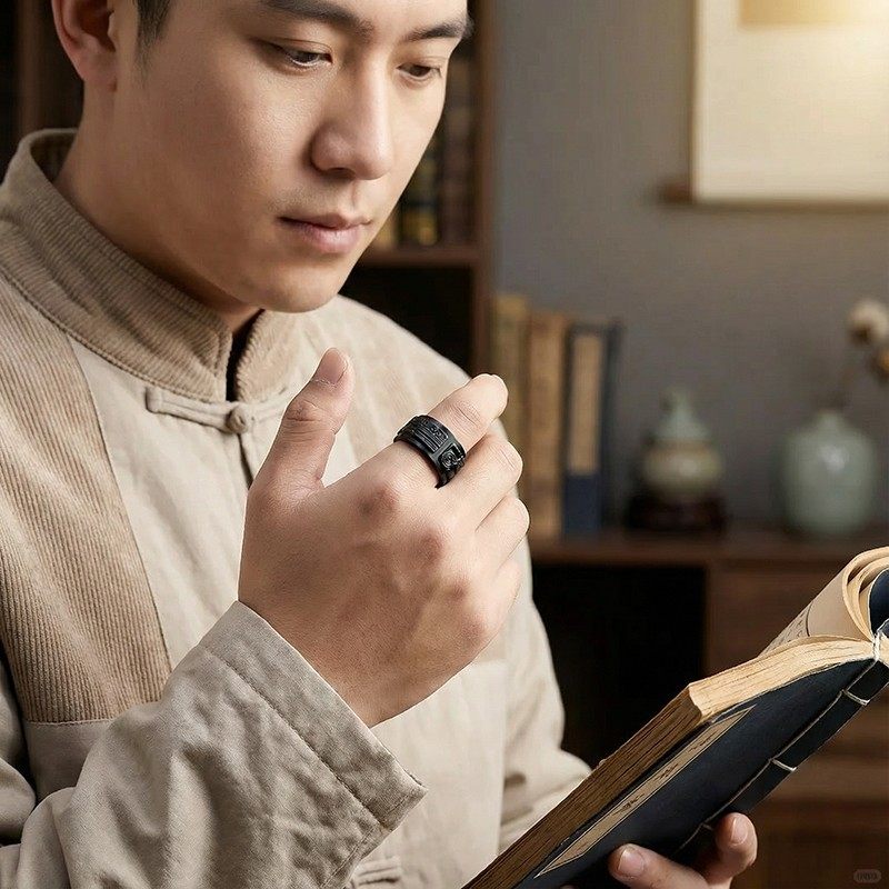 缘鼎玉器 天然和田玉戒指黑青一细兽面男士戒圈带证书指环扳指17,珠宝/钻石/翡翠,手饰,淘宝优惠券,粉丝福利购,淘宝优惠卷