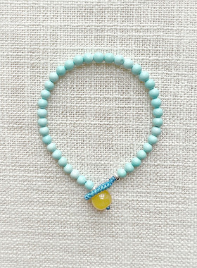 原矿绿松石5mm单圈DIY女款不规则白花蜜蜡清新编制手链饰品